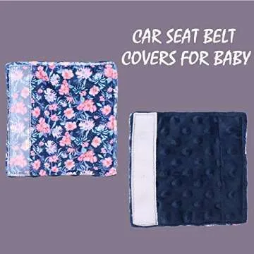 Baby Car Seat Belt Covers, Floral Stroller Seat Strap Covers, Car Seat Straps Shoulder Pads for Girls Boys, Minky Seat Belt Protectors for Car Seats/Pushchair, for Kids Newborn Infants Toddlers