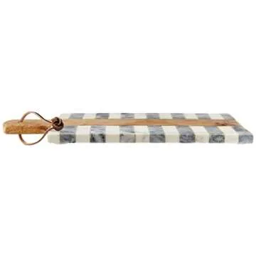 Luxurious Black White Marble Inlay Serving Board Set