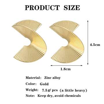 Gold Statement Earrings Big Abstract Chunky Dangle Earrings Alloy Punk Minimalist Trendy Earrings for Women