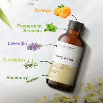 Majestic Pure Sleep Essential Oil for Sleep | 100% Pure Oil for Peace Sleep, Relaxing, Stress Relief | Orange, Eucalyptus, Peppermint Essential Oil for Diffusers & Aromatherapy | 1oz