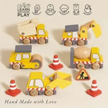Le Toy Van Wooden Construction Vehicles Set for Kids