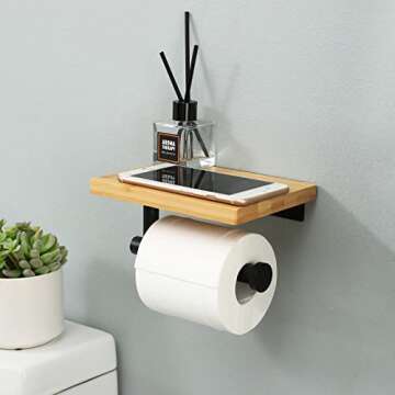 KES Toilet Paper Holder with Shelf for Bathroom, Stainless Steel Toilet Roll Holder with Shelf Wall ...