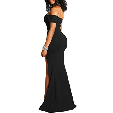 YMDUCH Women's Off Shoulder High Split Formal Gown