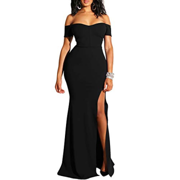 YMDUCH Women's Off Shoulder High Split Formal Gown