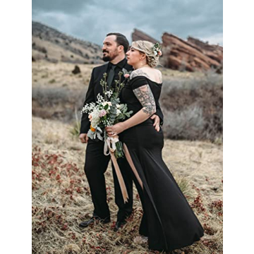 YMDUCH Women's Off Shoulder High Split Formal Gown