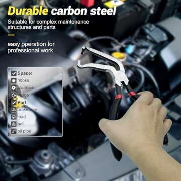 Electrical Disconnect Pliers, Electrical Connector Pliers for Cars(1*Straight&1 * 60°Bend), Fuel Line Pliers with Anti-Slip Grip, Fuel Line Disconnect Tool Set for Air Flow Sensors Fuel Injectors