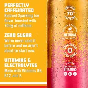 Sparkling Ice Watermelon Lemonade Sparkling Water with Caffeine, Zero Sugar, with Antioxidants and Vitamins,16 fl oz Cans (Pack Of 12)