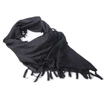 Luxns Military Shemagh Tactical Desert Scarf / 100% Cotton Keffiyeh Scarf Wrap for Men And Women/Black 43"x43"