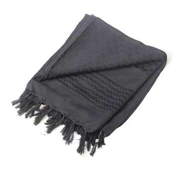 Luxns Military Shemagh Tactical Desert Scarf / 100% Cotton Keffiyeh Scarf Wrap for Men And Women/Black 43"x43"