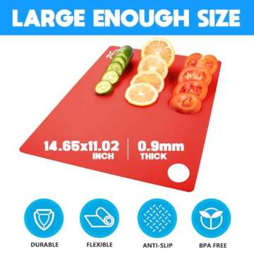 GoodLuck 5 Pieces Flexible Cutting Boards with Hanging Hole, BPA Free Plastic Cutting Boards for Kit...