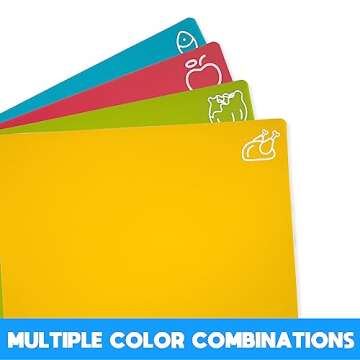 GoodLuck 5 Pieces Flexible Cutting Boards with Hanging Hole, BPA Free Plastic Cutting Boards for Kitchen, Non Slip Cutting Mat for Meat and Vegetables