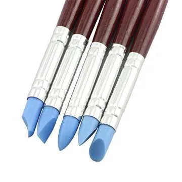Tegg Clay Sculpting Tool 5PCS 5 Size Rubber Tip Silicon Brushes Pottery Clay Pen Shaping Carving Tools