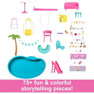 Barbie DreamHouse with 75+ Pieces & Pool Slide