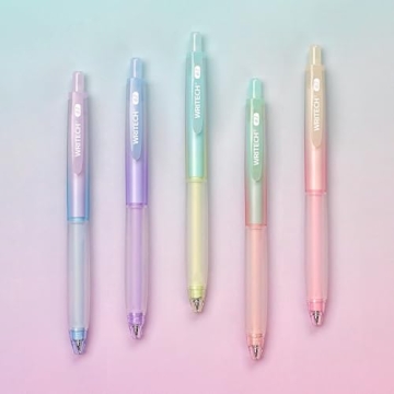 WRITECH Retractable Gel Ink Pens: 0.7mm Black-Ink Aesthetic Gradient Color Barrel Soft Grip Medium P...