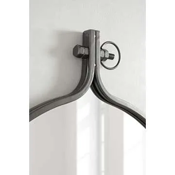 Kate and Laurel Yitro Round Industrial Rustic Metal Framed Wall Mirror, 23.5in x 28.5in, Dark Charcoal