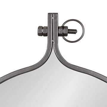 Kate and Laurel Yitro Round Industrial Rustic Metal Framed Wall Mirror, 23.5in x 28.5in, Dark Charcoal