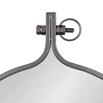 Kate and Laurel Yitro Round Industrial Rustic Metal Framed Wall Mirror, 23.5in x 28.5in, Dark Charcoal