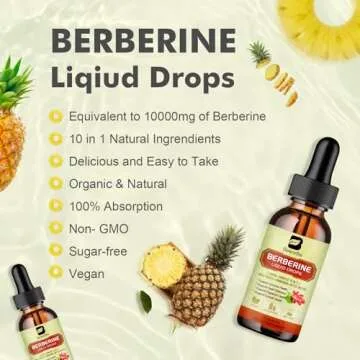 Berberine Supplement with Ceylon Cinnamon - Berberine Liquid Drops with Turmeric Curcumin, Ceylon Cinnamon, Bitter Melon, Berberine Phytosome for Digestion System, Immune Health Support -Vegetarian