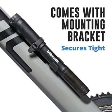 Vibrelli Mini Bike Pump with Gauge - Presta & Schrader - 110 PSI - Portable Bicycle Pump for Road, Mountain, BMX Bike Tires - Mounting Bracket Included