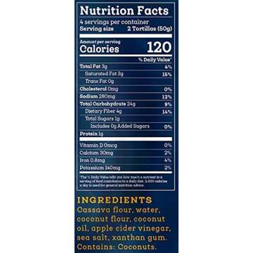 Siete Cassava Flour Tortillas | Gluten Free | Grain Free | Vegan | 8 Tortillas Per Pack (Pack of 6)