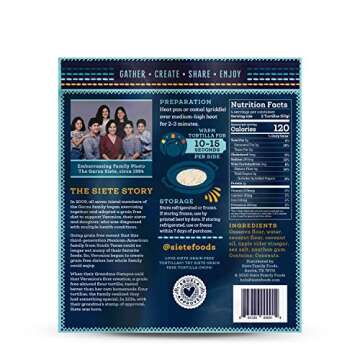 Siete Cassava Flour Tortillas | Gluten Free | Grain Free | Vegan | 8 Tortillas Per Pack (Pack of 6)