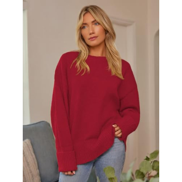 LILLUSORY Women's Oversized Sweater Warm Chic Trendy Knitted Top