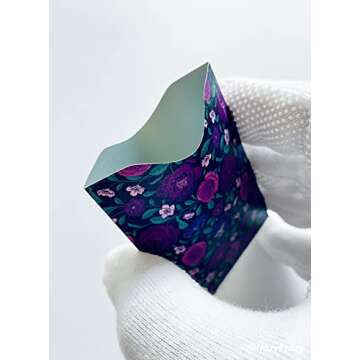 8 RFID Blocking Sleeves, Unique Designs and Arts in Purple, Anti-Theft Credit Card Holder, Credit Card Protector, Easy to Recognize, Sturdy and Perfect size for cards