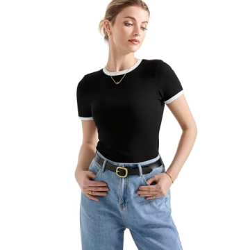 SUUKSESS Women Ribbed Striped Slim Fit Top Summer