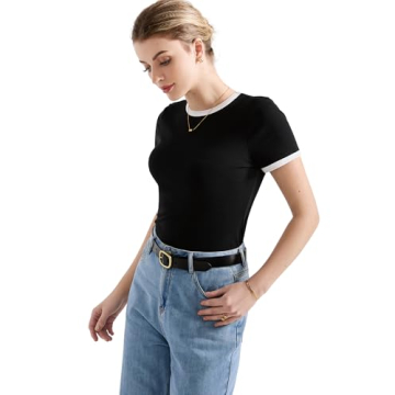 SUUKSESS Women Ribbed Striped Slim Fit Top Summer