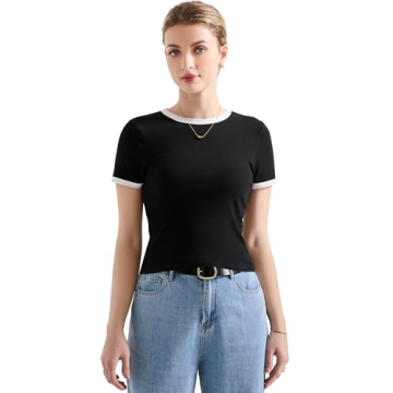 SUUKSESS Women Ribbed Striped Slim Fit Top Summer