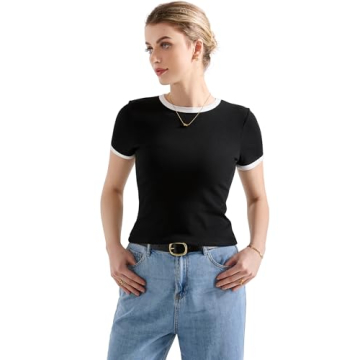 SUUKSESS Women Ribbed Striped Slim Fit Top Summer