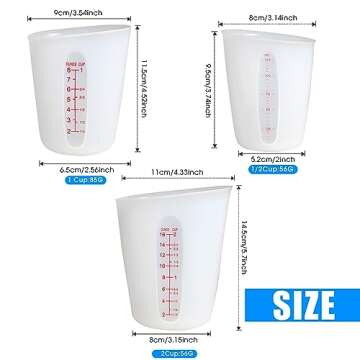 ZUYEE Silicone Measuring Cups (2 Cup + 1 Cup) Flexible Measure Melting Cups for Epoxy Resin Butter, ...