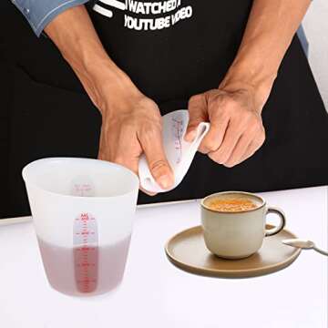 ZUYEE Silicone Measuring Cups (2 Cup + 1 Cup) Flexible Measure Melting Cups for Epoxy Resin Butter, Chocolate Squeeze Pour Baking Cup Dishwasher Safe BPA Free 500/250 ML with Marking Cup/Ounce
