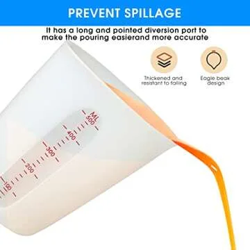 ZUYEE Silicone Measuring Cups (2 Cup + 1 Cup) Flexible Measure Melting Cups for Epoxy Resin Butter, Chocolate Squeeze Pour Baking Cup Dishwasher Safe BPA Free 500/250 ML with Marking Cup/Ounce