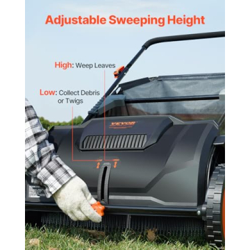 VEVOR Push Lawn Sweeper, 21-inch Leaf & Grass Collector, Strong Rubber Wheels & Heavy Duty Thickened Steel Durable to Use with Large Capacity 3.5 cu. ft. Mesh Collection Hopper Bag, 2 Spinning Brushes