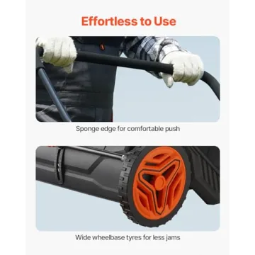 VEVOR Push Lawn Sweeper, 21-inch Leaf & Grass Collector, Strong Rubber Wheels & Heavy Duty Thickened Steel Durable to Use with Large Capacity 3.5 cu. ft. Mesh Collection Hopper Bag, 2 Spinning Brushes