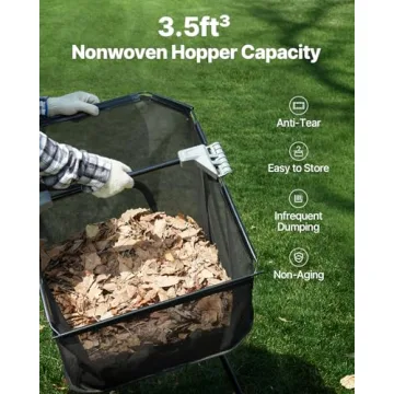 VEVOR Push Lawn Sweeper, 21-inch Leaf & Grass Collector, Strong Rubber Wheels & Heavy Duty Thickened Steel Durable to Use with Large Capacity 3.5 cu. ft. Mesh Collection Hopper Bag, 2 Spinning Brushes