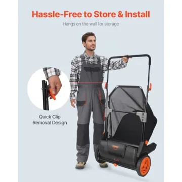 VEVOR Push Lawn Sweeper, 21-inch Leaf & Grass Collector, Strong Rubber Wheels & Heavy Duty Thickened Steel Durable to Use with Large Capacity 3.5 cu. ft. Mesh Collection Hopper Bag, 2 Spinning Brushes