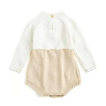 Simplee kids Knit Baby Girls Rompers Long Sleeve Pompoms Infant Toddler Jumpsuit for Spring Fall Win...