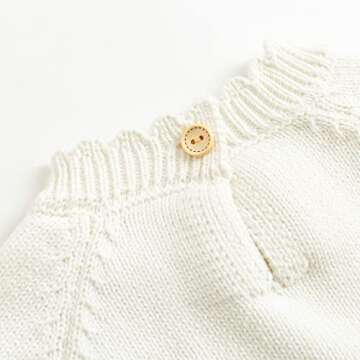 Simplee kids Knit Baby Girls Rompers Long Sleeve Pompoms Infant Toddler Jumpsuit for Spring Fall Winter