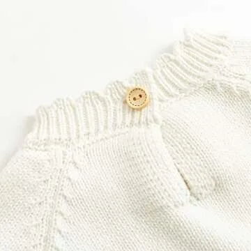 Simplee kids Knit Baby Girls Rompers Long Sleeve Pompoms Infant Toddler Jumpsuit for Spring Fall Winter