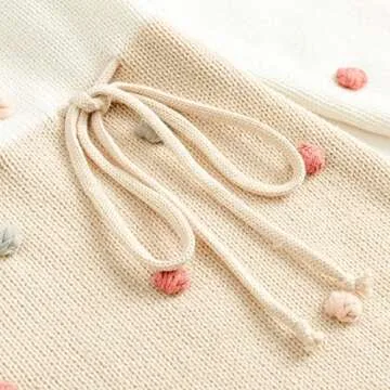 Simplee kids Knit Baby Girls Rompers Long Sleeve Pompoms Infant Toddler Jumpsuit for Spring Fall Winter