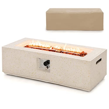 Giantex Propane Fire Pit Table, 50,000 BTU Terrazzo Gas Fire Table w/Simple Ignition System & Stainl...