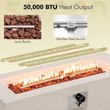Giantex 50,000 BTU Terrazzo Fire Pit Table for Cozy Gatherings
