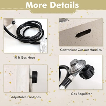 Giantex 50,000 BTU Terrazzo Fire Pit Table for Cozy Gatherings