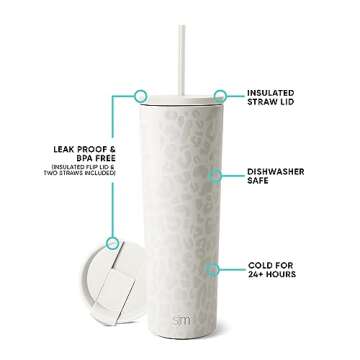 Simple Modern Insulated Tumbler with Lid and Straw | Iced Coffee Cup Reusable Stainless Steel Water ...