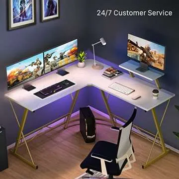 Mr IRONSTONE L Shaped Desk Computer Corner Desk, Home Gaming Desk, Office Writing Workstation with L...