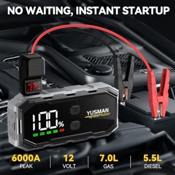 YUSMAN Car Jump Starter 6000A - Ultimate Portable Power Solution
