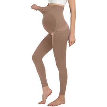 MIRITY Seamless Maternity Leggings Over Belly with Pockets