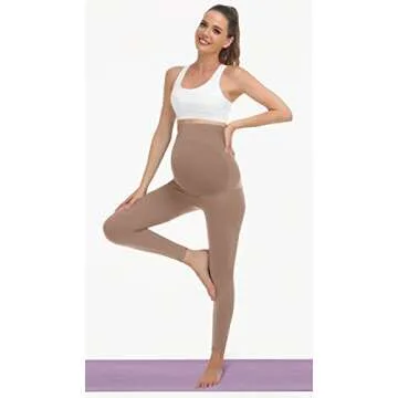 MIRITY Seamless Maternity Leggings Over Belly with Pockets